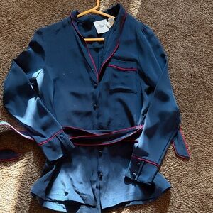 L'Academie Dark Blue Blouse with Red Accents Worn once)